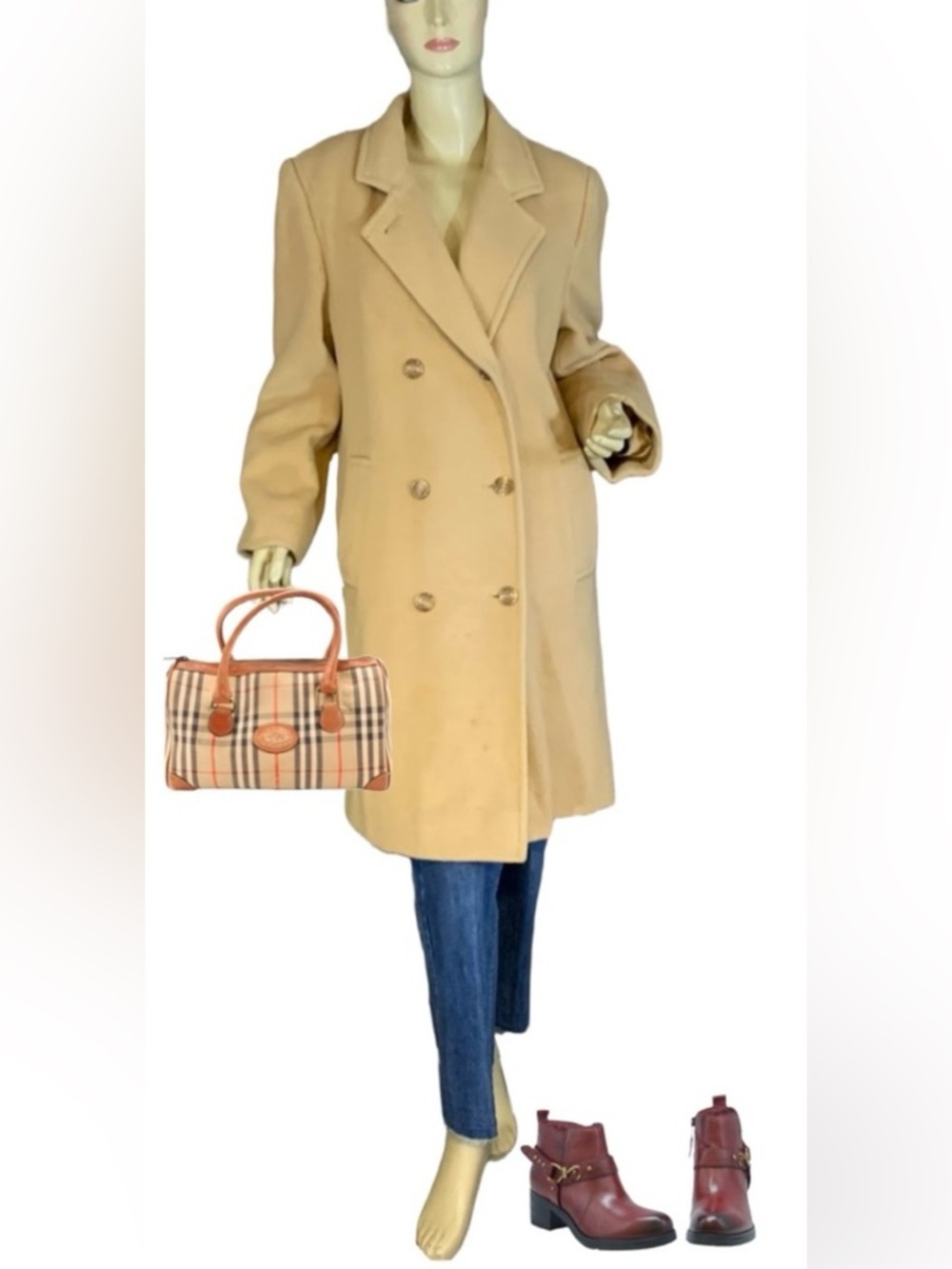J PERCY MARVIN RICHARDS VINTAGE 1990'S CAMEL HAIR TAN PEA COAT (8)